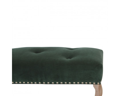 Artisan French Style Bench - Emerald Green, Velvet