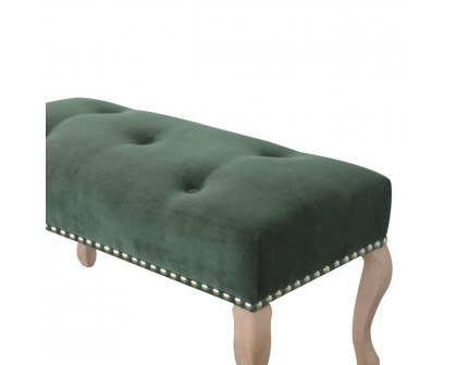 Artisan French Style Bench - Emerald Green, Velvet