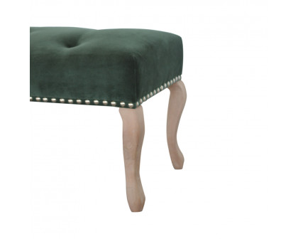 Artisan French Style Bench - Emerald Green, Velvet