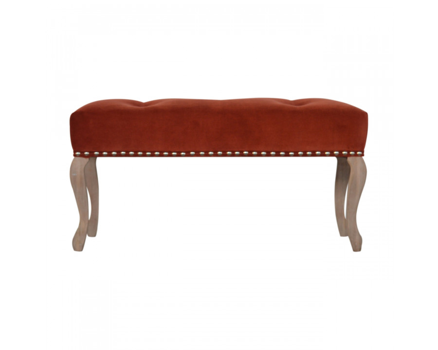 Artisan French Style Bench - Rust, Velvet