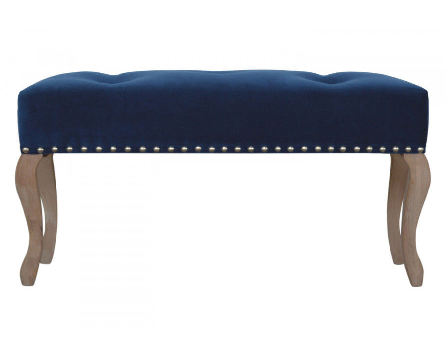 Artisan French Style Bench - Royal Blue, Velvet