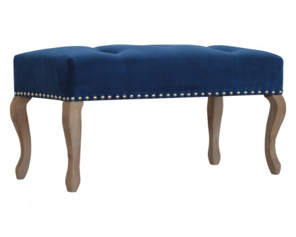 Artisan French Style Bench - Royal Blue, Velvet