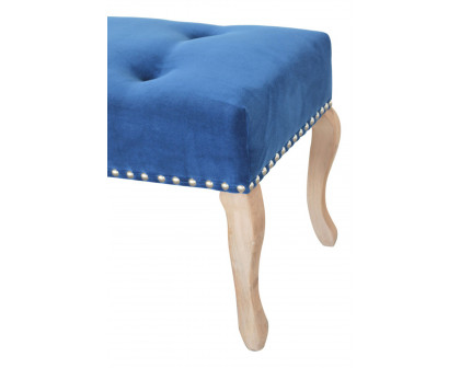 Artisan French Style Bench - Royal Blue, Velvet