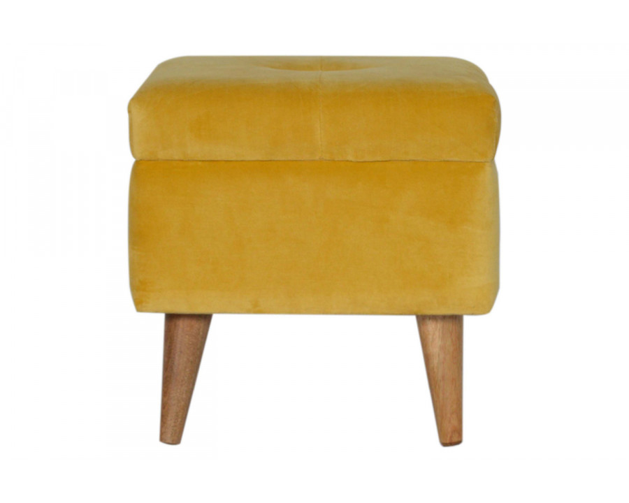 Artisan - Velvet Storage Footstool in Mustard