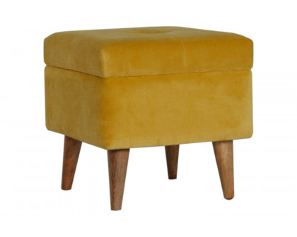 Artisan - Velvet Storage Footstool in Mustard