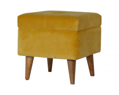 Artisan - Velvet Storage Footstool in Mustard