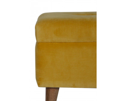 Artisan - Velvet Storage Footstool in Mustard