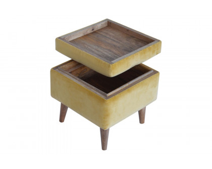 Artisan - Velvet Storage Footstool in Mustard