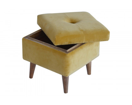 Artisan - Velvet Storage Footstool in Mustard