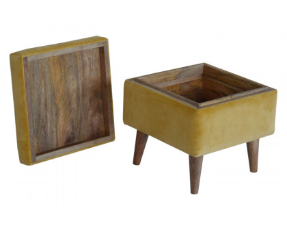 Artisan - Velvet Storage Footstool in Mustard