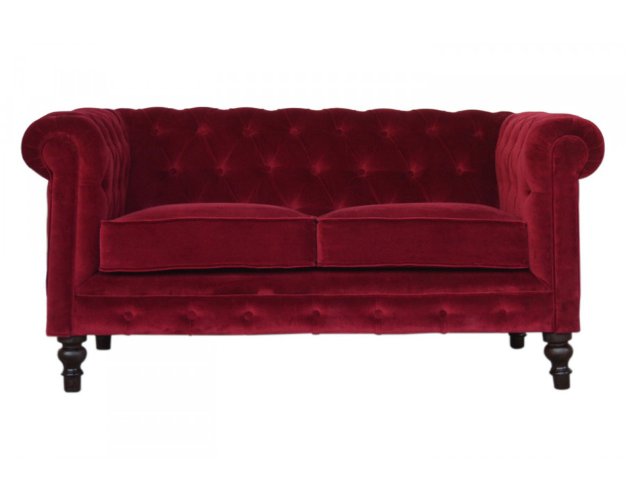 Artisan Chesterfield Sofa with 2 Seater - Wine Red, Velvet