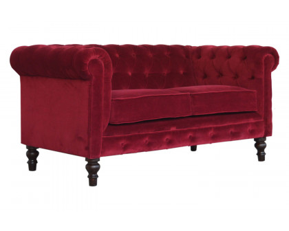 Artisan Chesterfield Sofa with 2 Seater - Wine Red, Velvet