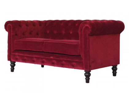 Artisan Chesterfield Sofa with 2 Seater - Wine Red, Velvet