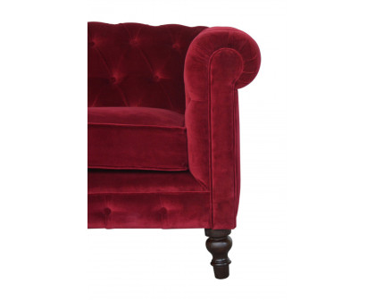 Artisan Chesterfield Sofa with 2 Seater - Wine Red, Velvet