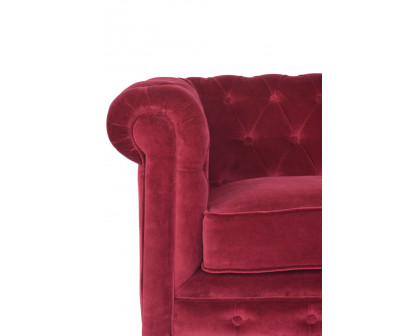 Artisan Chesterfield Sofa with 2 Seater - Wine Red, Velvet