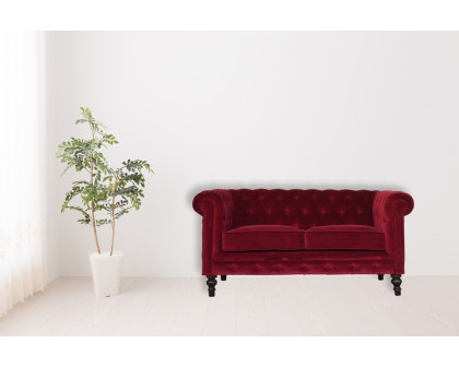 Artisan Chesterfield Sofa with 2 Seater - Wine Red, Velvet