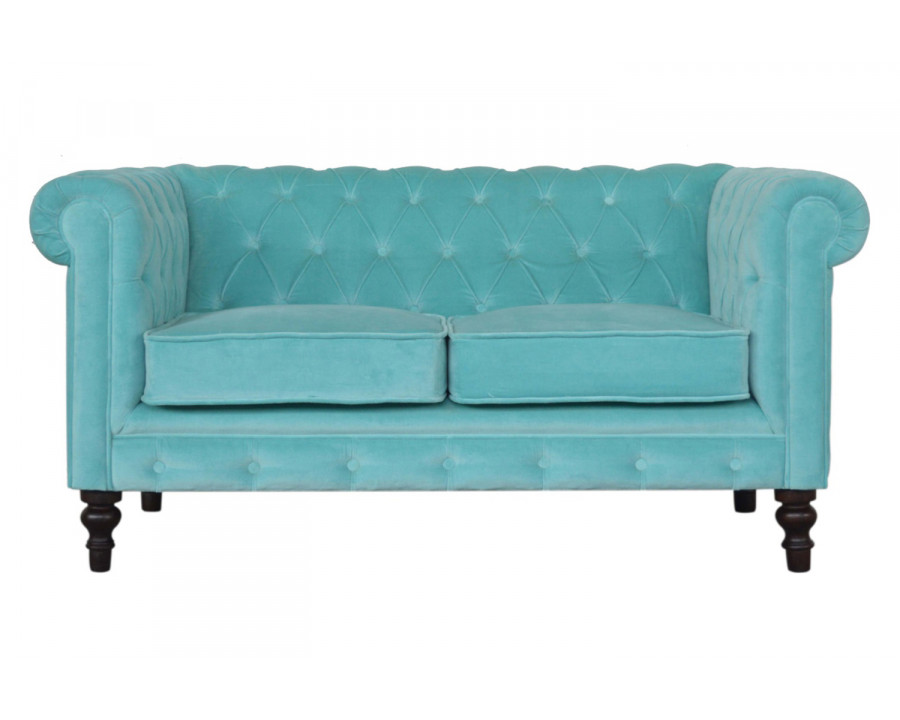 Artisan Chesterfield Sofa with 2 Seater - Aqua, Velvet