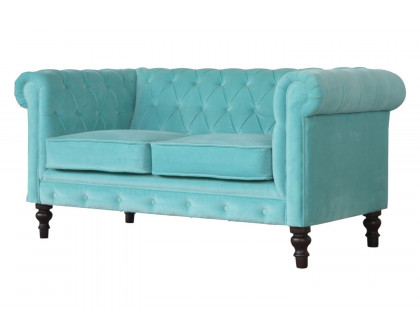 Artisan Chesterfield Sofa with 2 Seater - Aqua, Velvet