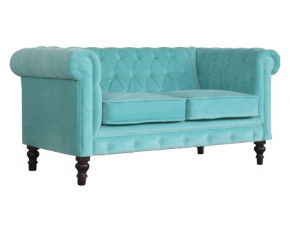 Artisan Chesterfield Sofa with 2 Seater - Aqua, Velvet