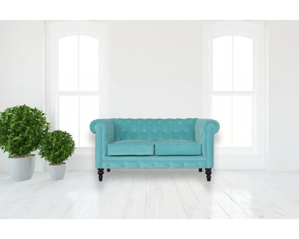 Artisan Chesterfield Sofa with 2 Seater - Aqua, Velvet