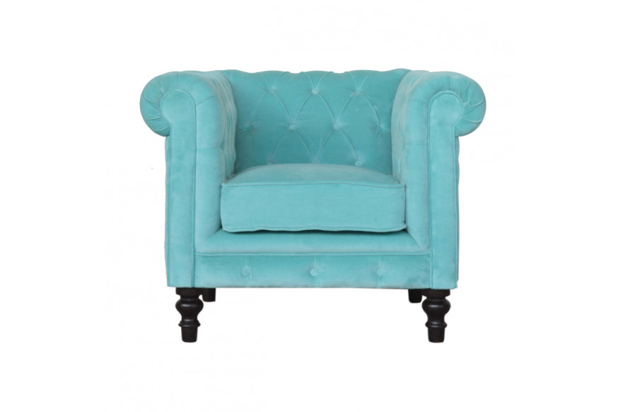 Artisan™ Chesterfield Armchair - Aqua, Velvet