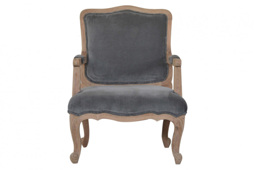 Artisan™ Carved French Chair - Gray, Velvet