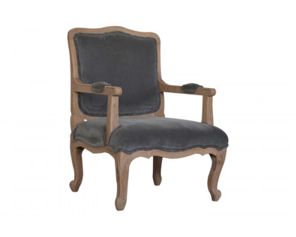 Artisan™ Carved French Chair - Gray, Velvet