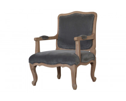 Artisan™ Carved French Chair - Gray, Velvet