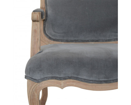 Artisan™ Carved French Chair - Gray, Velvet