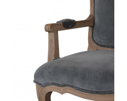 Artisan™ Carved French Chair - Gray, Velvet