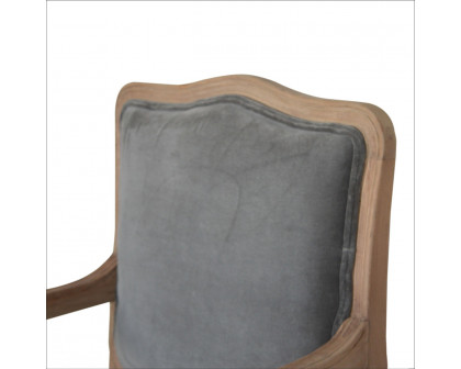 Artisan™ Carved French Chair - Gray, Velvet