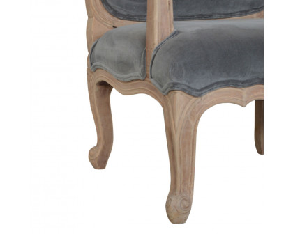 Artisan™ Carved French Chair - Gray, Velvet