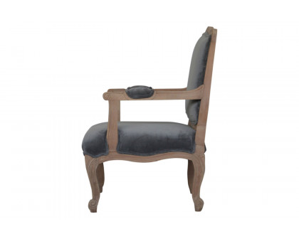 Artisan™ Carved French Chair - Gray, Velvet