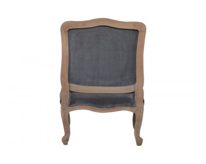 Artisan™ Carved French Chair - Gray, Velvet