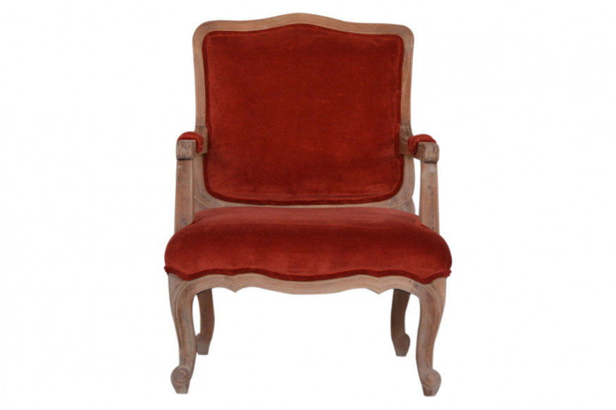 Artisan™ Carved French Chair - Brick Red, Velvet