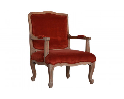 Artisan™ Carved French Chair - Brick Red, Velvet