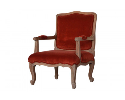 Artisan™ Carved French Chair - Brick Red, Velvet