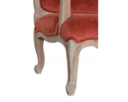 Artisan™ Carved French Chair - Brick Red, Velvet