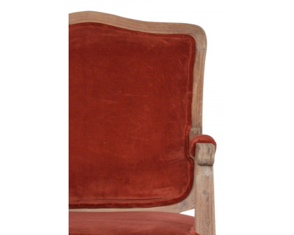 Artisan™ Carved French Chair - Brick Red, Velvet