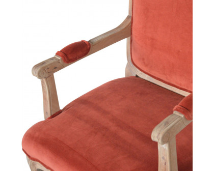 Artisan™ Carved French Chair - Brick Red, Velvet