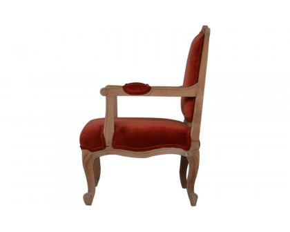 Artisan™ Carved French Chair - Brick Red, Velvet