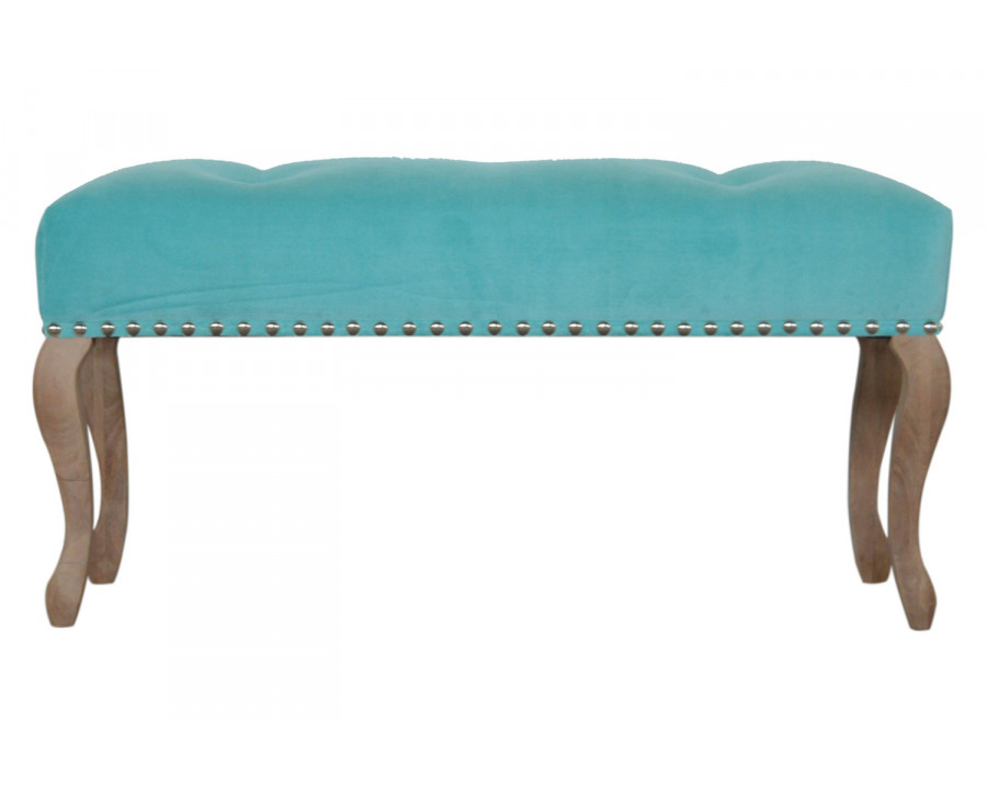 Artisan French Style Bench - Aqua, Velvet