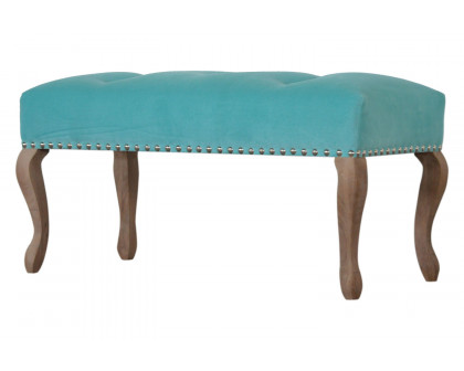 Artisan French Style Bench - Aqua, Velvet