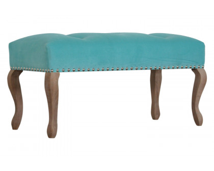 Artisan French Style Bench - Aqua, Velvet