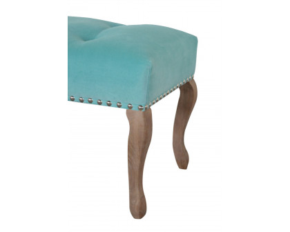 Artisan French Style Bench - Aqua, Velvet