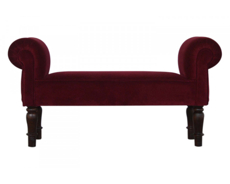 Artisan Bedroom Bench - Whine Red, Velvet