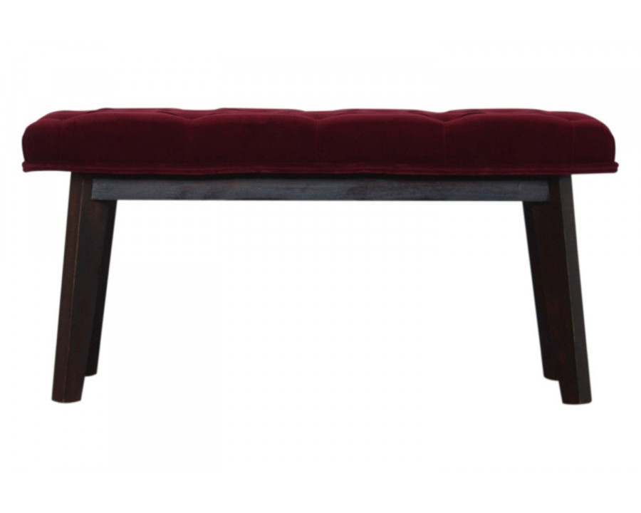 Artisan Velvet Hallway Bench - Wine Red