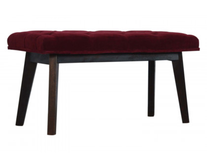 Artisan Velvet Hallway Bench - Wine Red