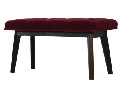 Artisan Velvet Hallway Bench - Wine Red