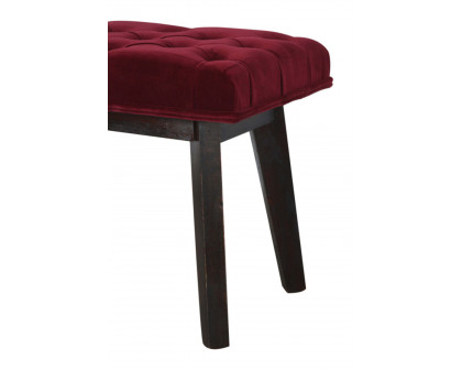 Artisan Velvet Hallway Bench - Wine Red